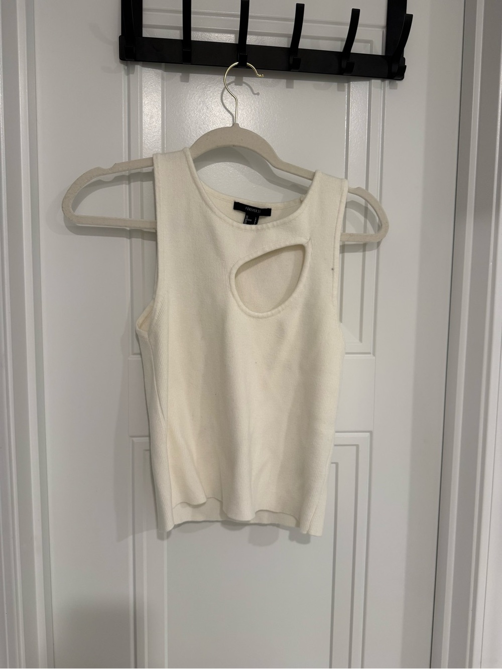 Forever 21 Cream Cutout Ribbed Tank Top